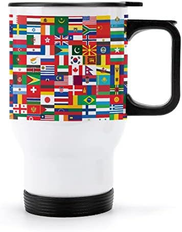 Флаг на света Пътни Чаши Кафе, Чаша От Неръждаема Стомана Авто Чаша за Лед с Дръжка, който предпазва От Разливане, С Панти