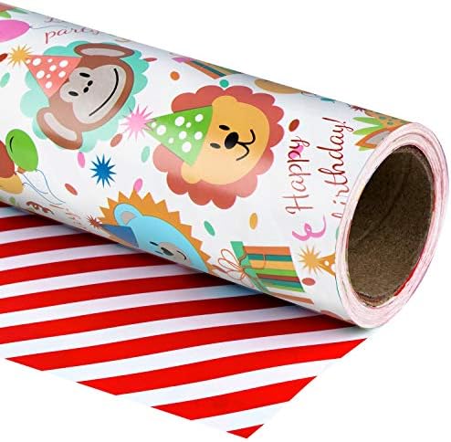 Амбалажна хартия WRAPAHOLIC Reversible - 24 инча X 65,6 фута в гигантски ролка за малки момичета, идеални за детски рожден ден, парти, празник, опаковки за душата на детето