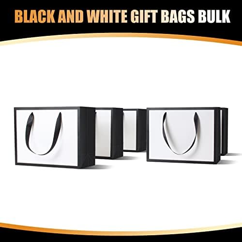 Черно-Бели Подарък пакети, YACEYACE 10ШТ 10,5 х 4,25x 8 Среден Размер на Черно-Бели Хартиени Подаръчни Торбички с