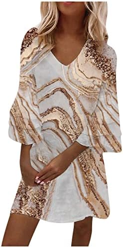 NOKMOPO един Коктейл рокля с дълъг ръкав за Жени, Женско Модно Темпераментное Елегантна Мини рокля с V-образно деколте и ръкави 3/4 с принтом