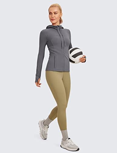 Дамски тренировочная яке CRZ YOGA Butterluxe с качулка - Спортно яке за бягане джоб с Мрежесто вентиляционным