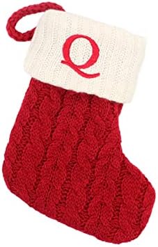 npkgvia Коледни Чорапи с Инициали, Големи Бродирани Букви, Възли Червено-Бели Коледни Чорапи за Семейни Празнични Украси