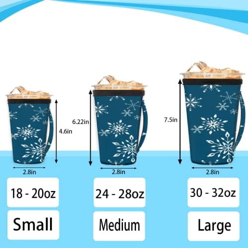 Коледна Снежинка с Тъмно Синьо за многократна употреба Кафе ръкав С лед с дръжка От Неопрен За Напитки, кафе лате, Чай,