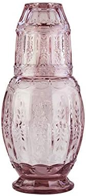 Ретро Нощни Гарафа за вода Elle Décor с чаша – Елегантен Кана и чаша в тон, Който Може да се използва като капак в стаята за
