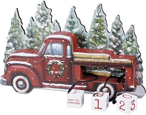 Примитиви От Туроф Коледа Decor Блок За Обратно Отброяване 110096 - Червен Камион