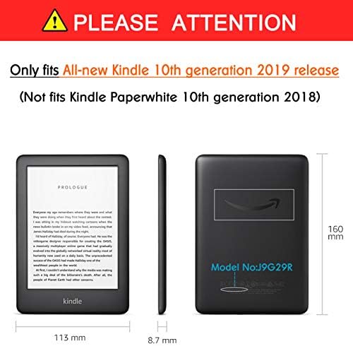 ZENGCANG Kindle Cover - калъф от изкуствена кожа, 10-то поколение (издаден през 2019 г., модел J9G29R) - Защитен