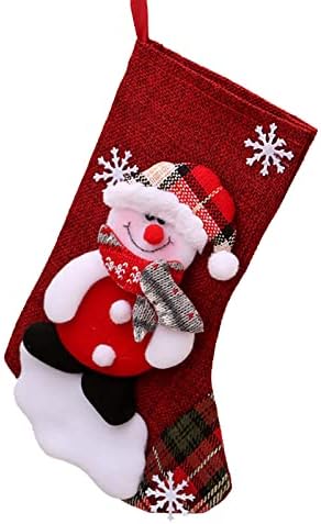 Коледни Чорапи на Тъканта Коледна Чанта за Чорапи и Коледни Окачени Чорапи за Украса на парти и Коледен Cartoony Червен