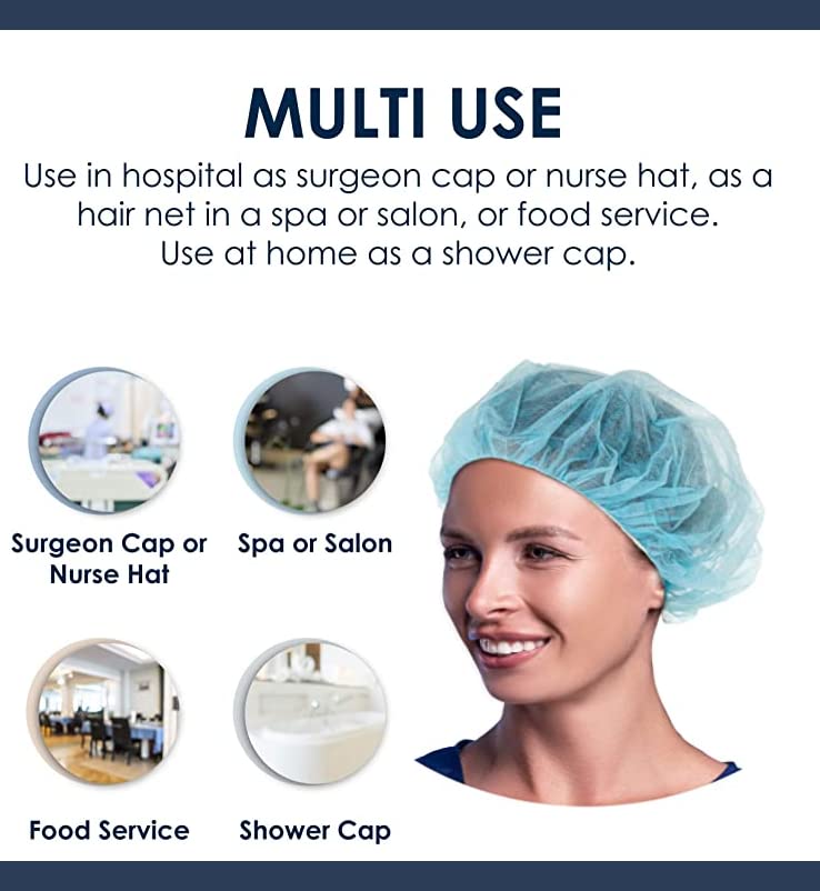 MEDICAL NATION 24 за Еднократна употреба мрежи за коса с начесом | В ОПАКОВКА от 1000 броя, СИНИ | Нетъкан текстил, без гънки Мрежи за косата | Са идеални за медицината, болници,