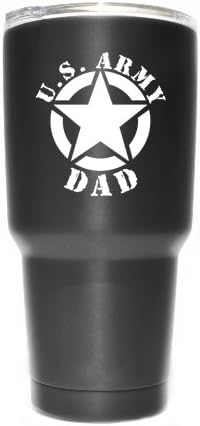 Vinyl стикер Army Dad Star Decal (2 опаковки!!!) | Yeti Tumbler Cup Ozark Trail RTIC Orca | Само етикети! Чаша в комплекта не е включена! | Бял | 2-3 X 2,7 инча | KCD1802W