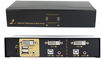 KYLIN WING DVI KVM DVI + USB + 3,5 мм ключ с аудиовыходом подкрепа на щепсела и да играе 1920x1080 Съвместим с DOS/ Linux/