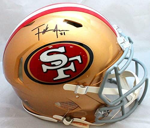 Автентичен каска F / S San Francisco 49ers Speed с автограф на Франк Планина-JSA W * Bla - Каски NFL с автограф