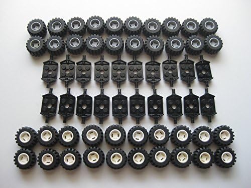 LEGO City - Набор от колела, гуми и Оси - черен, Бял и светло сив, само на 100 части