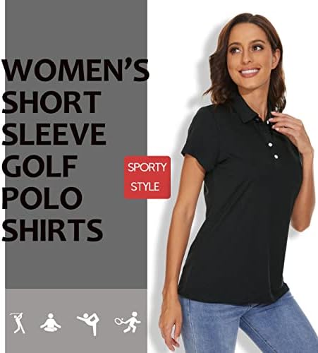 Дамски тениски Топка за голф FASKUNOIE, Стрейчевая Лека Риза с Къс ръкав, Бързосъхнеща, на 4 Копчета