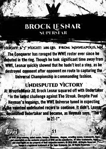 2018 Topps WWE Undisputed #11 Търговска картичка Парченцата Леснара по реслингу