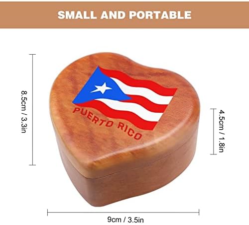 Флаг Пуерто Рико гориста музикални кутии за бижута, реколтата, гравирано сърце музикална подарък кутия за Коледа,