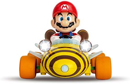 Carrera 181064 RC Официален Лицензиран Автомобил Mario Kart Bumble V Mario в Мащаб 1:18 с дистанционен превключвател контрол 2.4 Ghz и Акумулаторна батерия LiFePO4 - Детски Играчки За Момчета