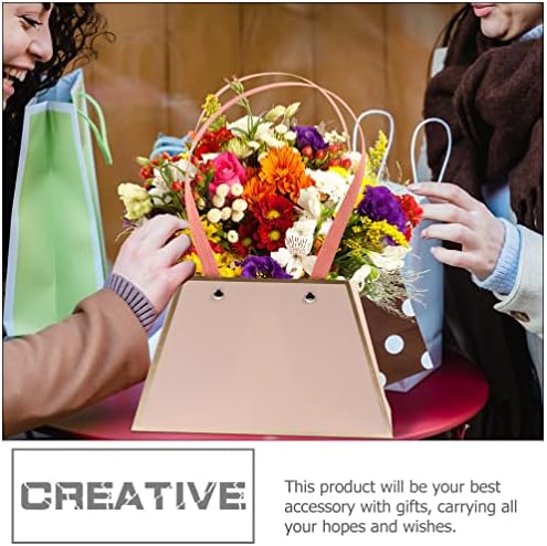 Luxshiny Черна Хартия 2 бр. Букет Цветя Подаръчни Пакети с Дръжка Хартиена Кошница за Цветя Цветя Кутия за Опаковане