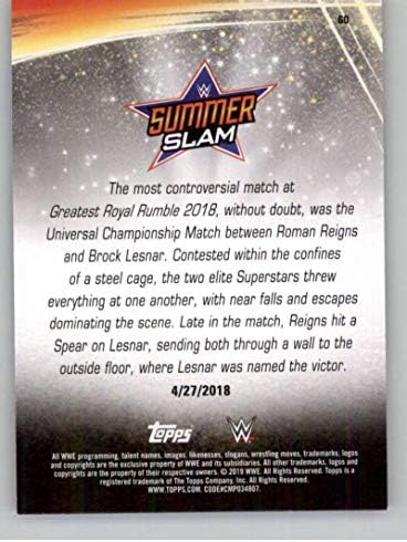 Търговската картичка рестлинга Парченцата Леснара 2019 Topps WWE SummerSlam #60