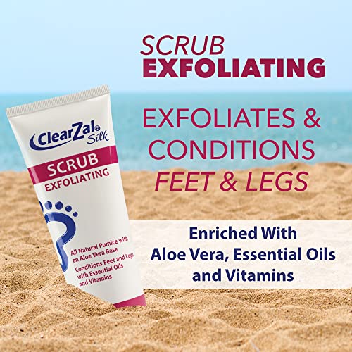 ClearZal Scrub 3,4 грама, Ексфолиращ Скраб за крака и кожа, Естествена пемза на базата на алое Вера, Възстановява