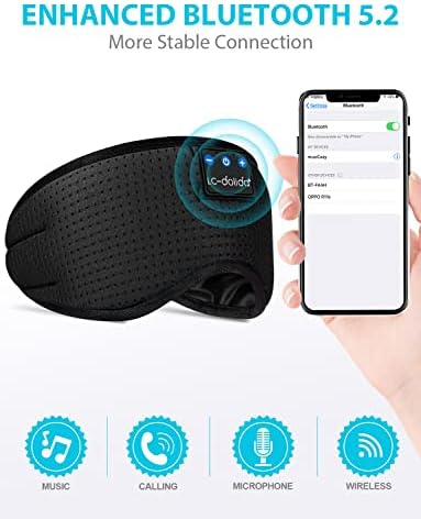 Безжични Слушалки TOPOINT Bluetooth Sleep Eye Mask, Калъф за сън, Музикални Слушалки за Пътуване с микрофон, Високоговорител,