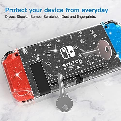 Прозрачен калъф HEYSTOCK Съвместими с Nintendo Switch, се Инсталира защитно фолио за екрана, Защитен калъф за Nintendo Switch Joy-Con, защитно фолио за екран от закалено стъкло и 4 броя ка