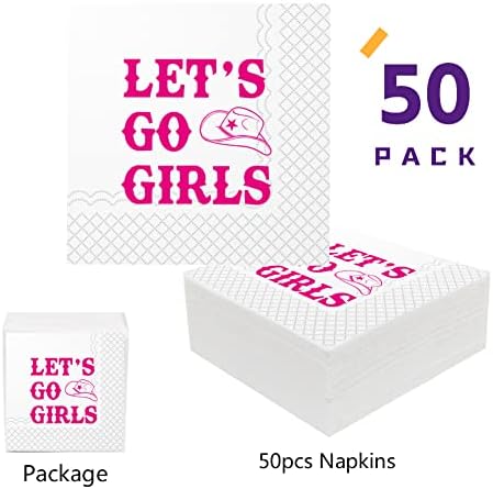 SharkBliss Кърпички за момичета Lets Go, 50 x, Ярко-Розови Кърпички за коктейли Lets Go Girls за Дискотеки в стил Уестърн