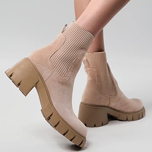 Gibobby/ Каубойски ботуши за Жените, Обувки на платформа, Каубойски Ботуши до Коляното Ботуши до Коляното на Масивна Ток с Четки, l01