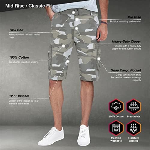 Мъжки къси панталони-cargo X RAY Raw с X-образно колан Свободно Cut, Ежедневни Тактически Панталони с Дължина