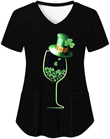 Дамска Риза в Деня на Св. Патрик Ирландски Зелена Тениска с Кръгло деколте и Къс Ръкав, Блузи, Дамски работни Облекла,