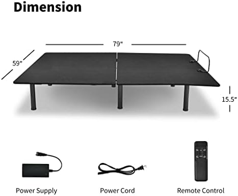 XIULAIQ Регулируема основата на леглото, таблата и крака, стоманена рамка с дистанционно управление, сгъваема конструкция USB за пестене на място