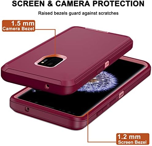 RubCase за Samsung Galaxy S9 Калъф с клип за колан, 2 x Защитно фолио за екрана, Сверхпрочный е Удароустойчив, Защитен