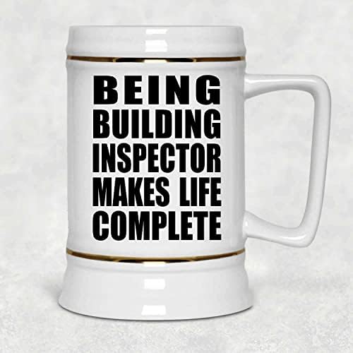 Designsify да Бъде Строителни Инспектор Прави Живота Пълноценен, Керамична Чаша за бира Stein капацитет 22 грама