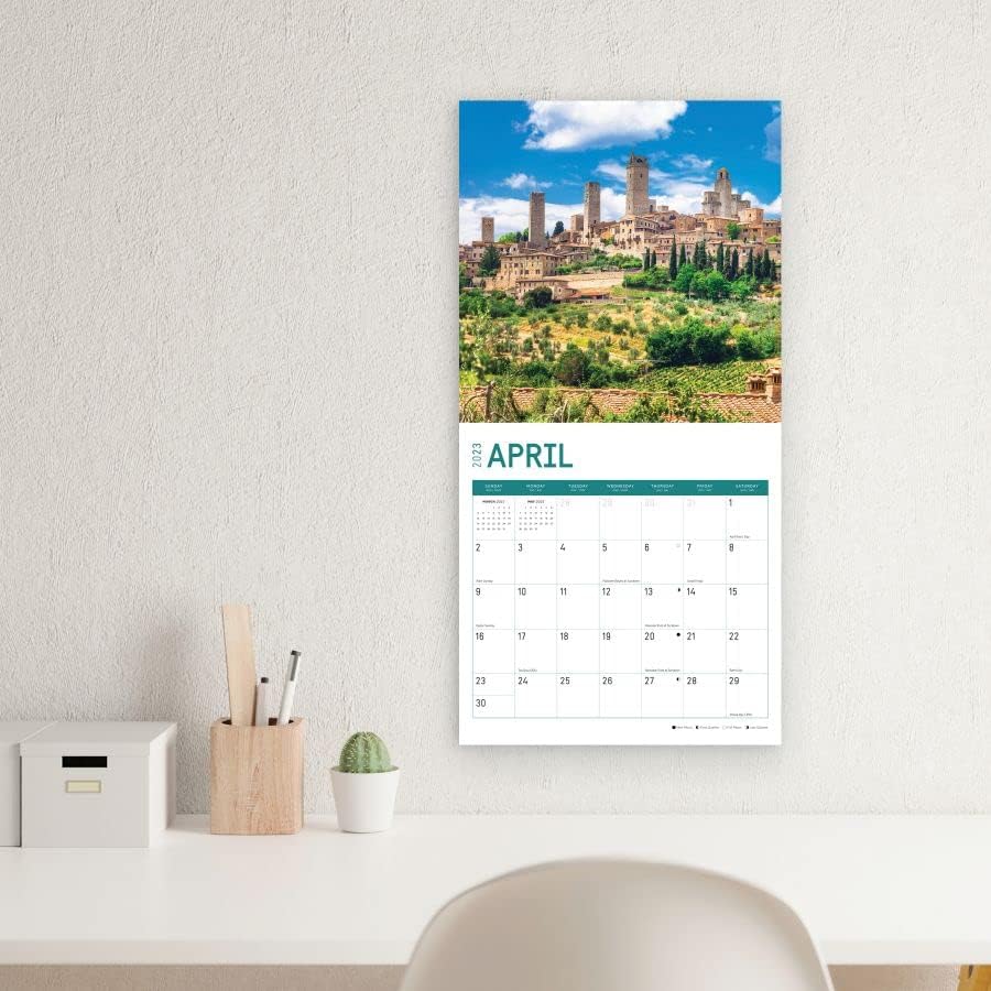 Стенен Календар Италия през 2023 година, Светъл Ден, 12x12 Инча, Снимка на Красиво и Живописно място, за да