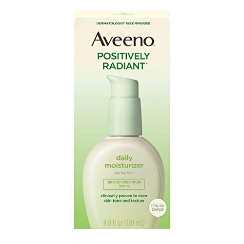 Ежедневен хидратиращ крем за лице Aveeno Positively Radiant слънцезащитни продукти с широк спектър на действие SPF 15 и пълен