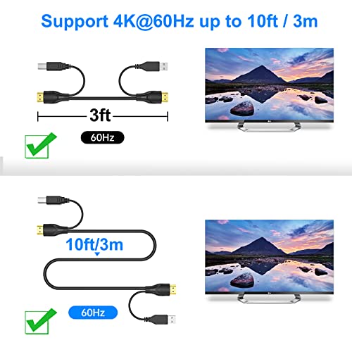 HDMI превключвател KVM с 2 порта, Yinker 4K @ 60Hz, USB HDMI KVM Кутия за 2 компютъра, 1 Общ монитор, 4 USB устройства + 2 комплекта кабели USB и HDMI + Ключ разширяване
