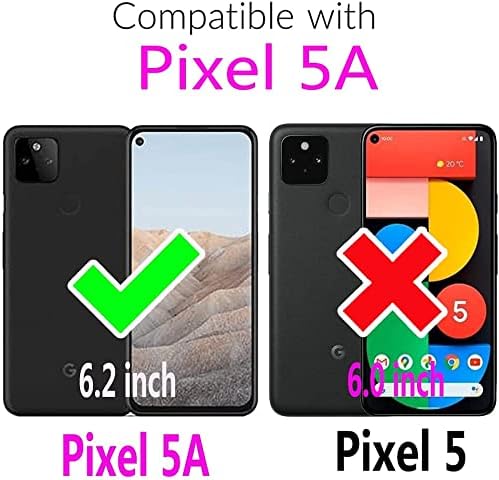 Asuwish е Съвместима с Pixel Google 5a 5G Чанта-портфейл от закалено Стъкло, Защитно фолио за екрана и Кожена флип-надолу Капака, Държач за карти, Калъфи за мобилни телефони Pixel5