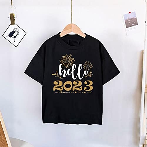 Тениски за партита в навечерието на Нова Година, Детска тениска NYE 2023 тениска за Умъртвяване на плътта (0302G-Черно,