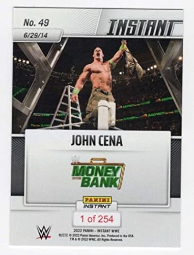 Незабравим комплект за Миг на премиерата на WWE ДЖОН Sina 2022 Панини /254#49 MONEY BANK УСЛ Борба