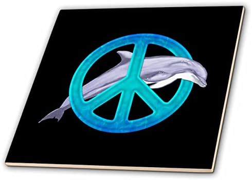 Триизмерен дизайн Dolphin peace за хора, които обичат морски животни. - Плочки (ct_353129_1)