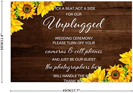 Изберете място, а не встрани, за да ни Изключите сватбената церемония Дървена Табела Добре дошли на сватба Цветя Слънчоглед Потребителски Имената на булката и млад