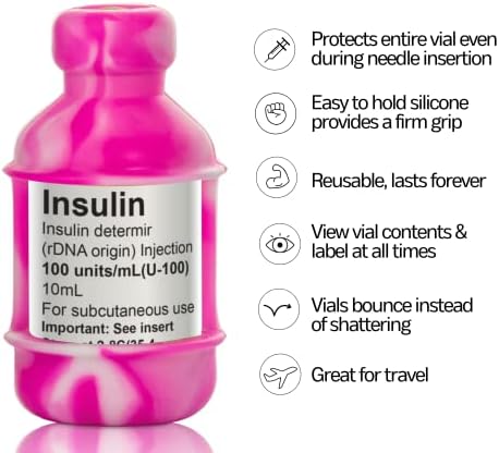 СИГУРЕН Защитен калъф за флакон с инсулин за диабетици, никога не рискувайте да разбият флакон с инсулин, за многократна употреба, здрав, гъвкав Силиконов защитен к