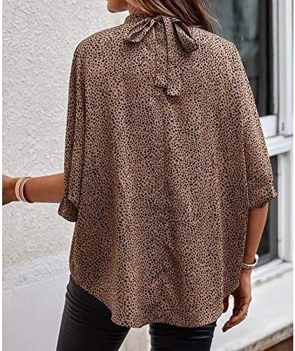 Летни Дамски Блузи с дълъг ръкав Прилеп, с Модерна Риза Свободно Намаляване с Имитация на шията, 2023, Блуза С Шнур