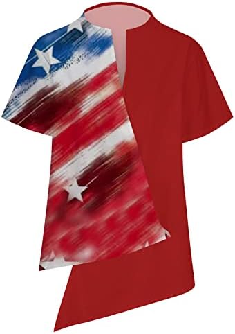 Ризи 4 юли, Женска Тениска С Американския Флаг, Блузи С V-образно деколте и къс Ръкав, Блузи в Звездната Ивица,