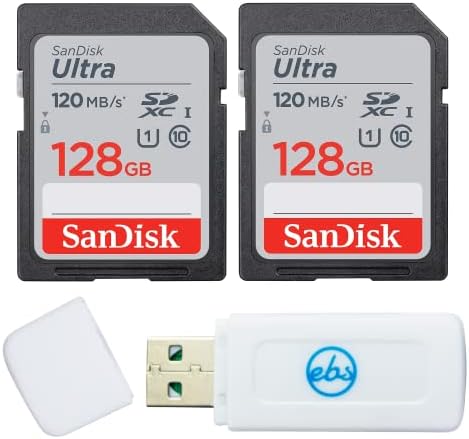 SDXC карта SanDisk Ultra 128 GB (2 комплекта) Работи с беззеркальной камера Olympus OM System OM-1 (SDSDUN4-128G-GN6IN)