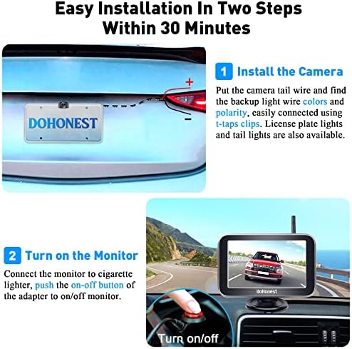 DoHonest Безжична Резервна Камера HD 1080P 5 Система за Мониторинг с Разделен Екран за Камион Car Camper Small RV Bluetooth