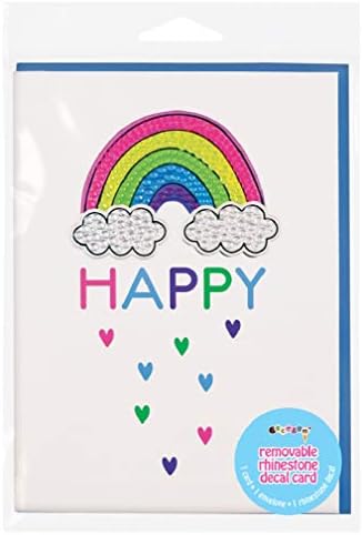 крем цветни вълшебна поздравителна картичка с подвижни стикер във формата на еднорог от страз и плик