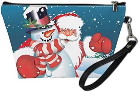 Uourmeti Коледен Подарък Косметичка за Жени малки Косметичка за Чантата с цип Сладко Чанта на Дядо Коледа, Снежен