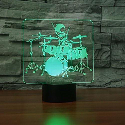3D Барабанная Музика лека нощ Настолна Лампа Декор на Работния плот Лампи, Оптични Илюзии, 7 Променящия се Цвят на Осветлението