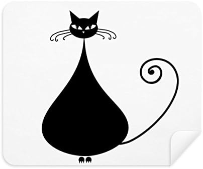 Черна котка Любовник Хелоуин Животно Изкуство Контур Плат За Почистване на Екрана за Пречистване на 2 елемента Замшевой Тъкан