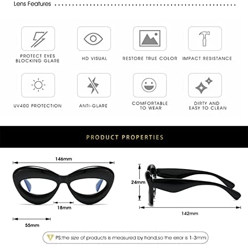 Очила Cat Eye Blue Light Glasses - Големи Очила, За компютърни игри Y2K Срещу Пренапрежение на Очите, Секси